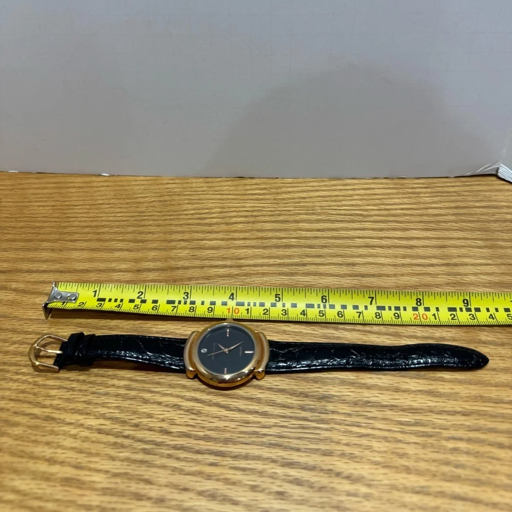 Anne Klein vintage Black and rose Gold Watch w/ leather Crocodile pattern Strap - Picture 8 of 8